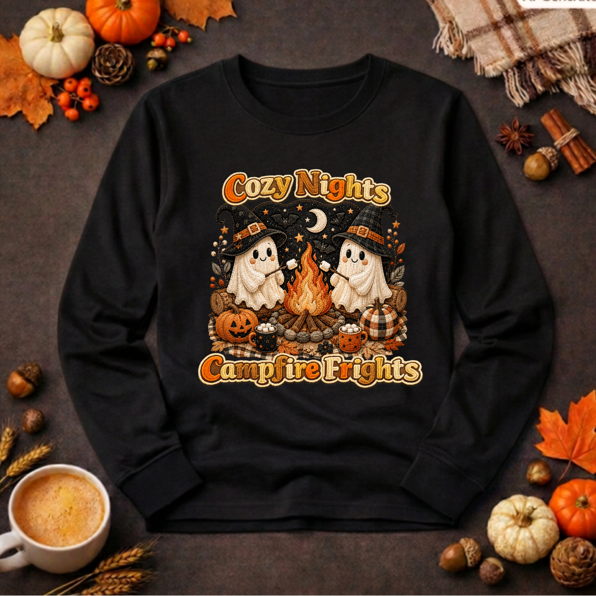Cozy Nights Halloween Long Sleeve Tee TheCraftNook