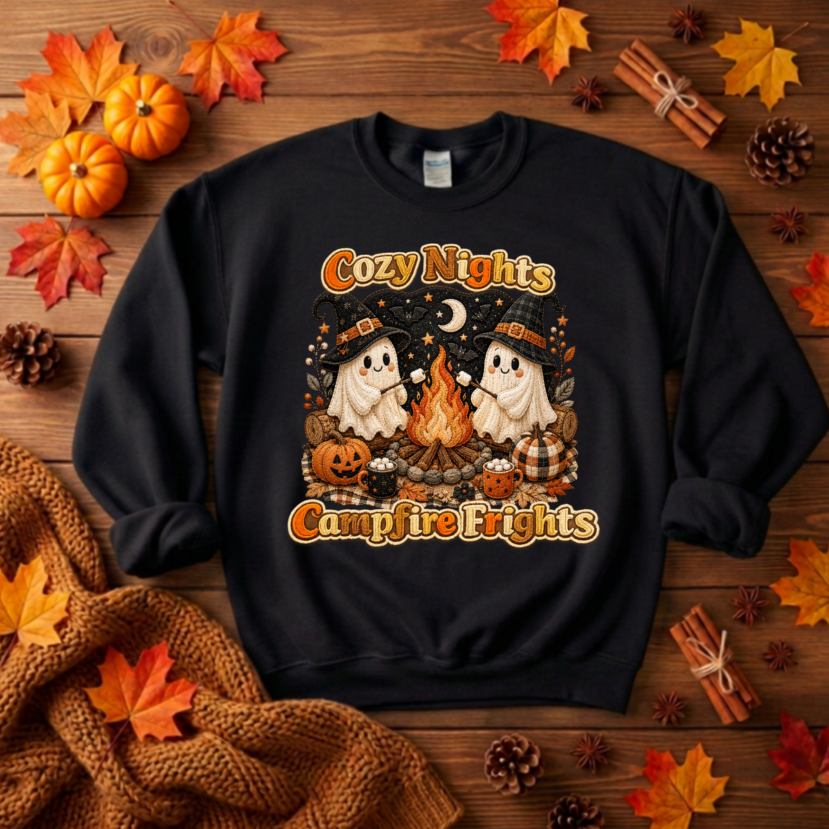Cozy Nights Halloween Sweatshirt TheCraftNook