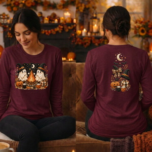 Camp Ghost Halloween Long Sleeve Tee — Front & Back TheCraftNook