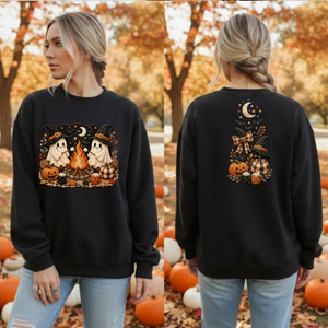 Camp Ghost Halloween Sweatshirt — Front & Back TheCraftNook