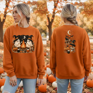 Camp Ghost Halloween Sweatshirt — Front & Back TheCraftNook