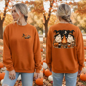 Camp Ghost Halloween Sweatshirt — Pocket & Back TheCraftNook