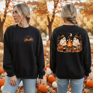 Camp Ghost Halloween Sweatshirt — Pocket & Back TheCraftNook