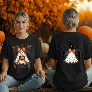 Too Cute To Boo T-Shirt – Front & Back Halloween Graphic T-Shirt TheCraftNook