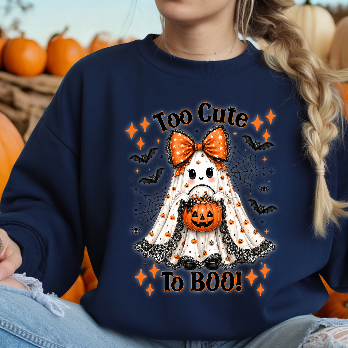 Too Cute To Boo Sweatshirt – Halloween Graphic Crewneck TheCraftNook