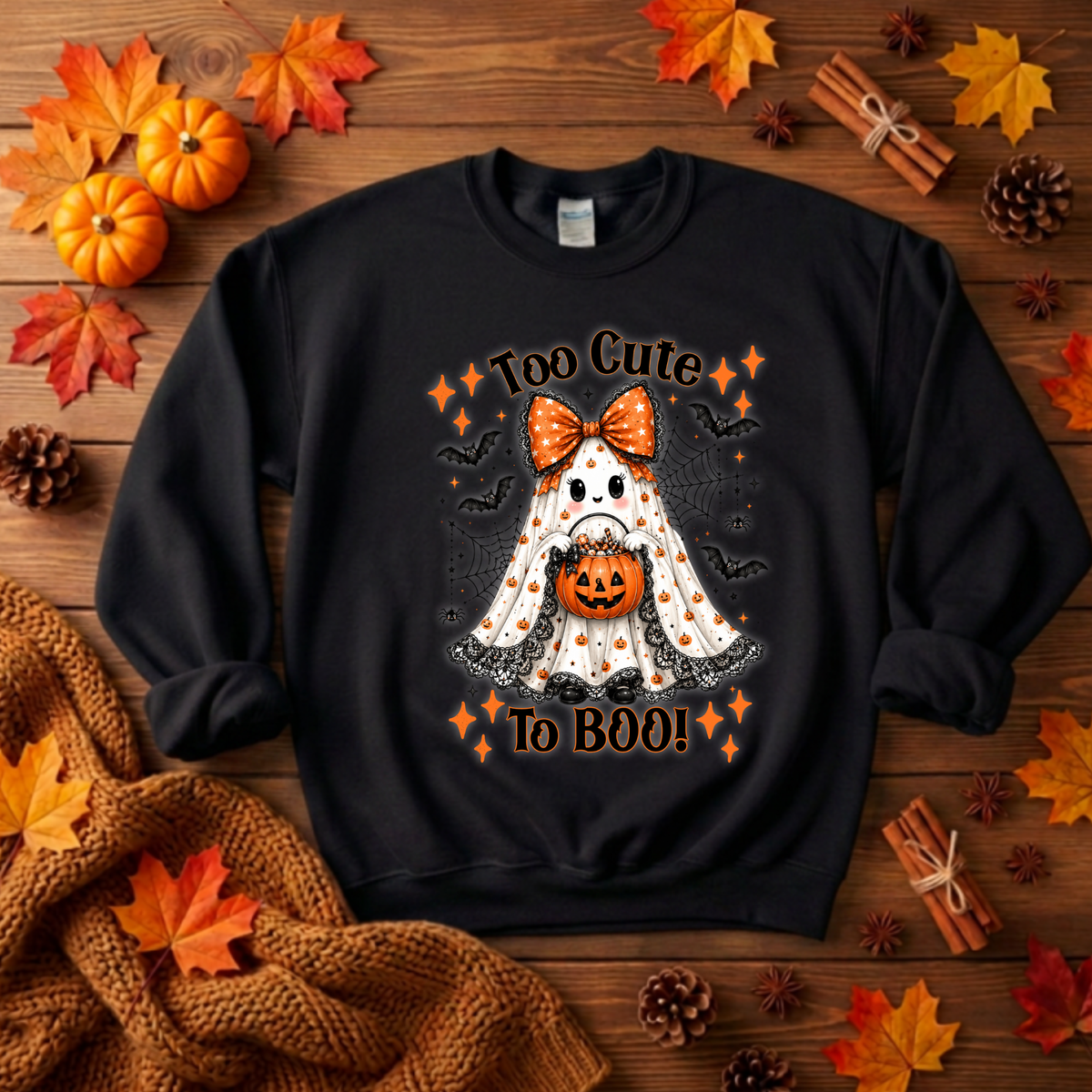 Too Cute To Boo Sweatshirt – Halloween Graphic Crewneck TheCraftNook