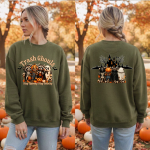 Trash Ghouls Sweatshirt – Front & Back Funny Halloween Graphic Crewneck TheCraftNook