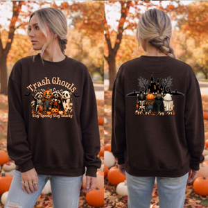 Trash Ghouls Sweatshirt – Front & Back Funny Halloween Graphic Crewneck TheCraftNook