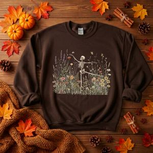 Dancing Through Decay Sweatshirt – Whimsical Halloween Graphic Crewneck TheCraftNook