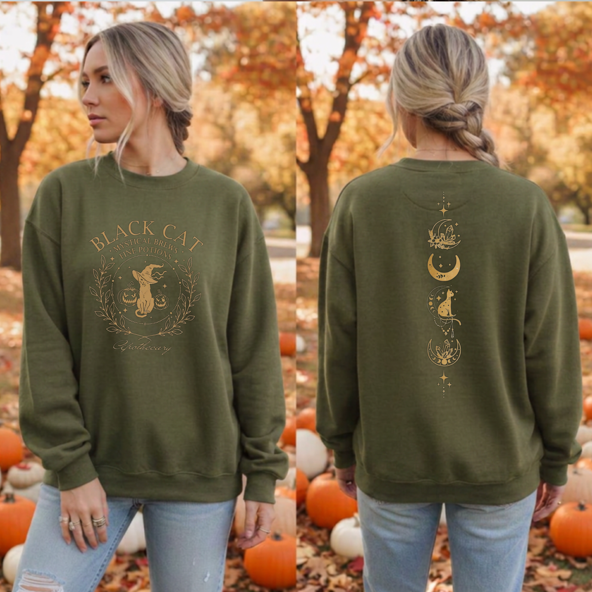 Black Cat Brews Sweatshirt – Witchy Halloween Graphic Crewneck TheCraftNook