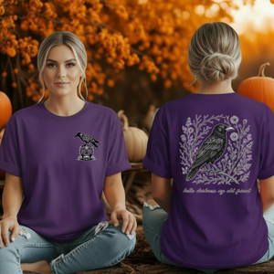 Hello Darkness Crow T-Shirt – Pocket & Back Gothic Halloween Graphic T-Shirt TheCraftNook