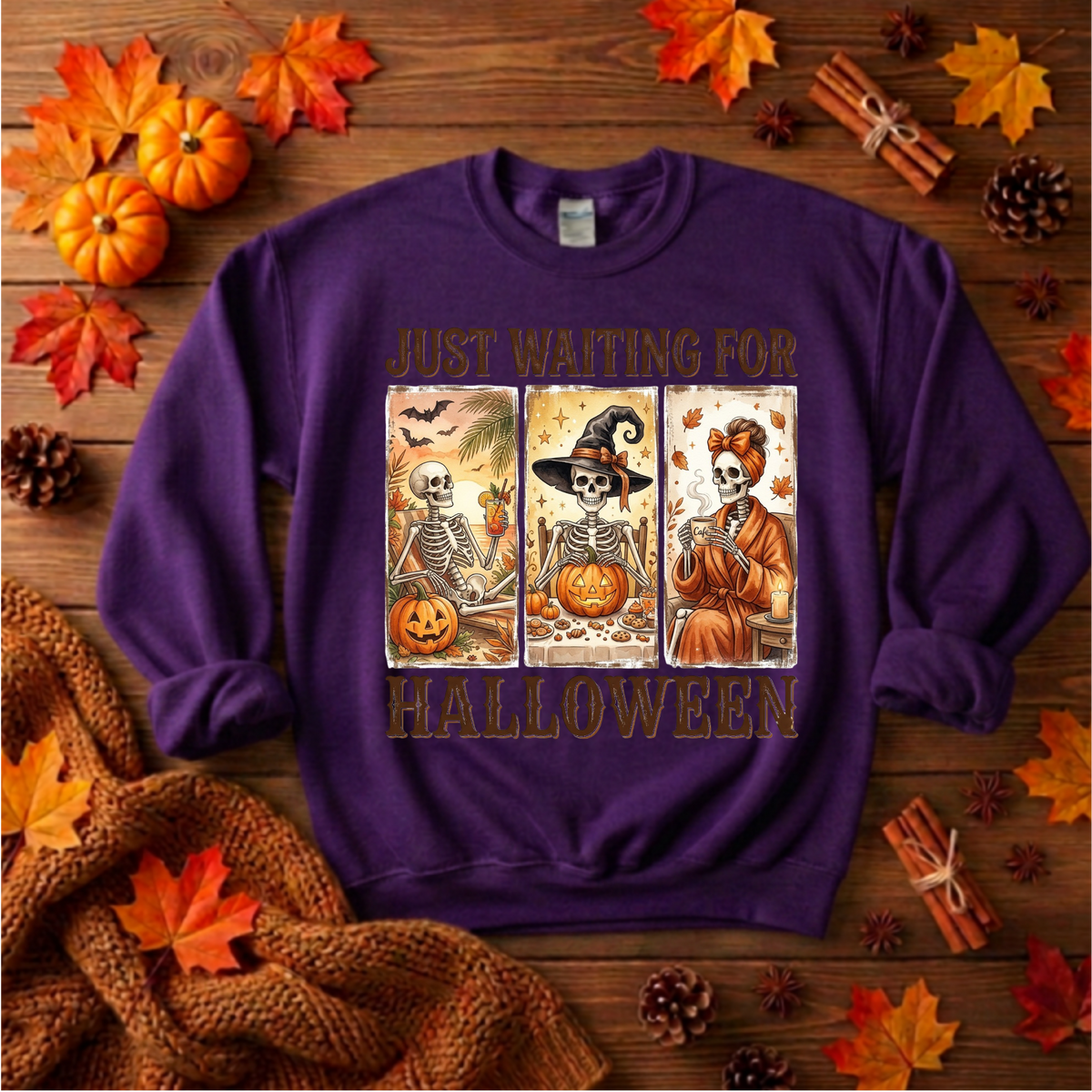 Just Waiting Sweatshirt – Funny Halloween Graphic Crewneck TheCraftNook