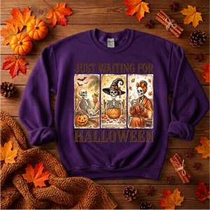 Just Waiting Sweatshirt – Funny Halloween Graphic Crewneck TheCraftNook