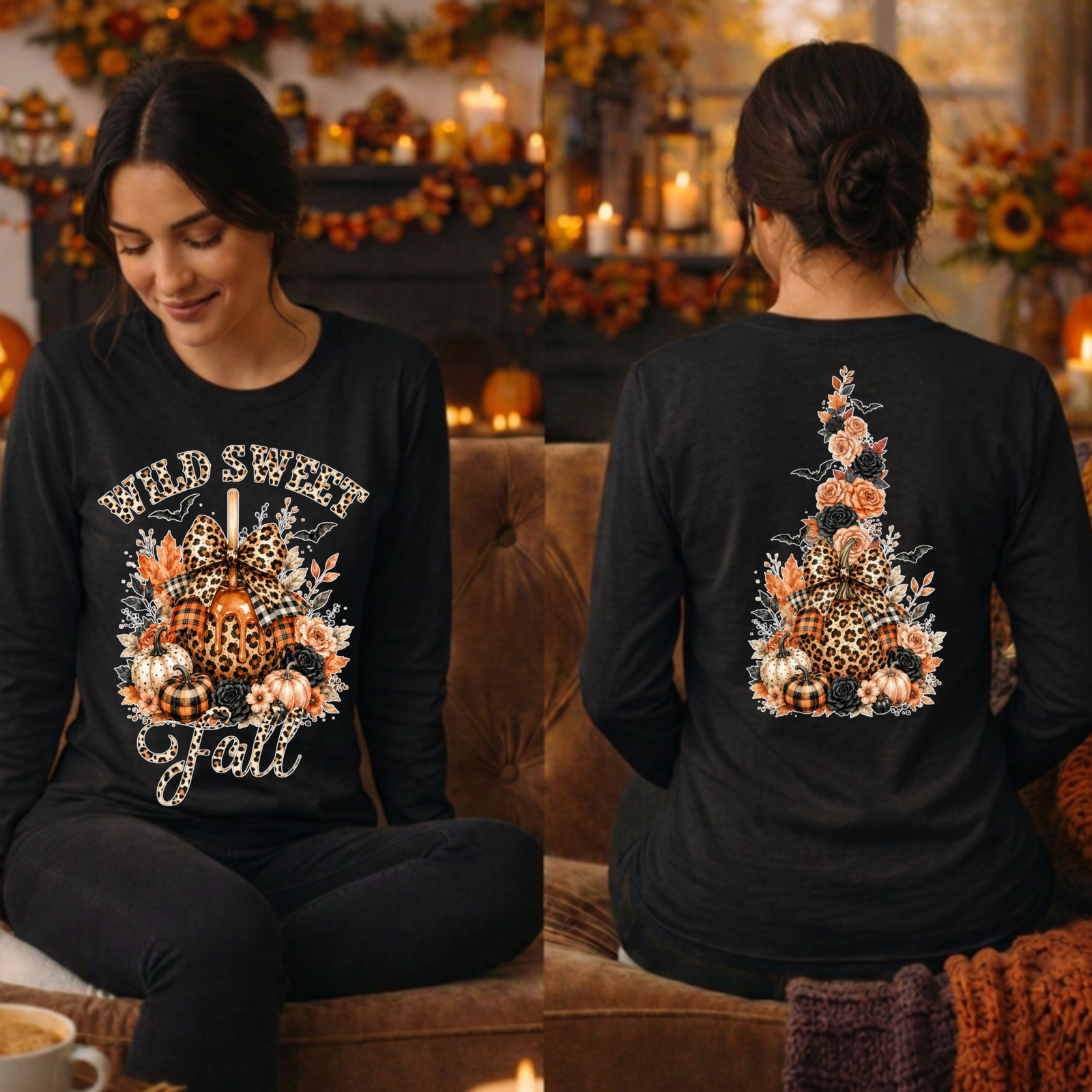 Wild Sweet Fall Long Sleeve Tee | Halloween Graphic Long Sleeve TheCraftNook