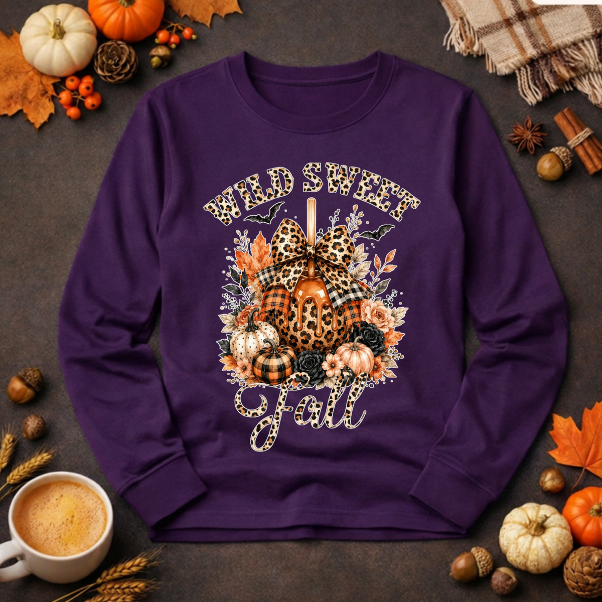 Wild Sweet Fall Long Sleeve Tee | Halloween Graphic Long Sleeve TheCraftNook