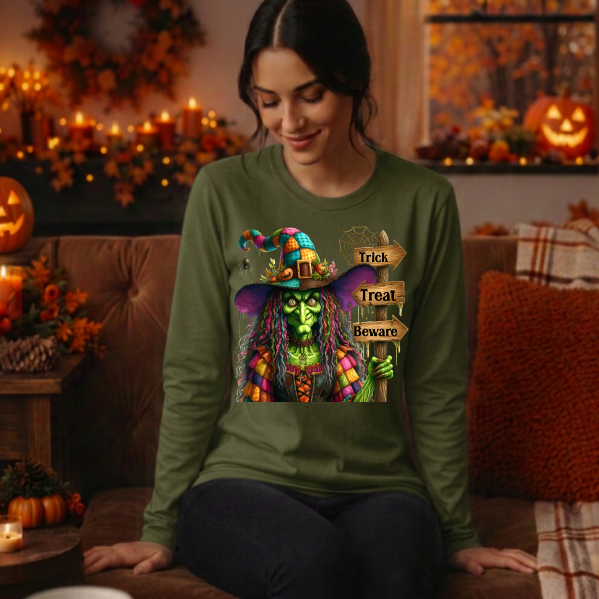 Trick Treat Beware Long Sleeve T-Shirt TheCraftNook