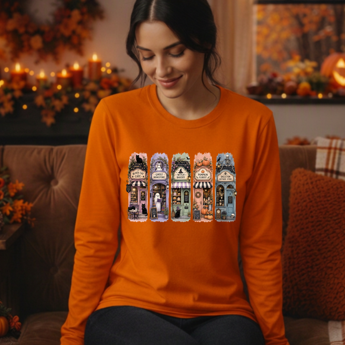 Halloween Shops Long Sleeve Tee TheCraftNook