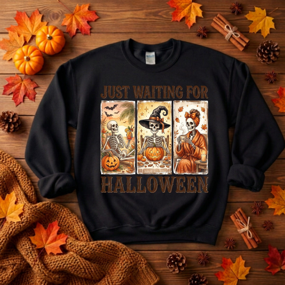 Just Waiting Sweatshirt – Funny Halloween Graphic Crewneck TheCraftNook