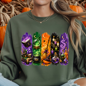 Autumn Alchemy Sweatshirt – Witchy Halloween Crewneck with Cauldron, Spell Books & Potions TheCraftNook