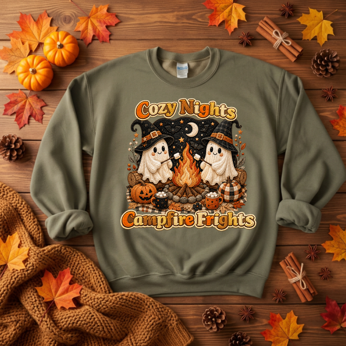 Cozy Nights Halloween Sweatshirt TheCraftNook