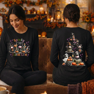 Spooky Farm Life Long Sleeve Tee | Front & Back Graphics TheCraftNook