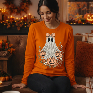 Lacey Ghost Halloween Cottagecore Long Sleeve Tee TheCraftNook