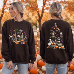 Spooky Farm Life Sweatshirt – Front & Back Halloween Graphic TheCraftNook
