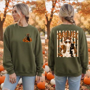 Boojee Ghost Cat Sweatshirt | Pocket & Back Halloween Graphics TheCraftNook