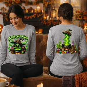 Stitches Spirits & Spells Long Sleeve Tee – Front & Back Graphic TheCraftNook