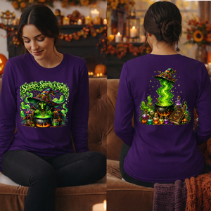 Stitches Spirits & Spells Long Sleeve Tee – Front & Back Graphic TheCraftNook