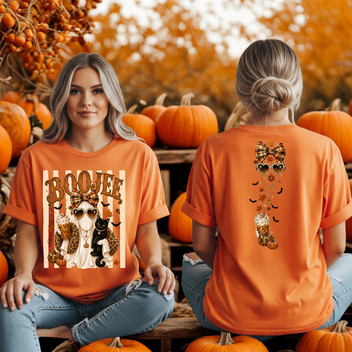Boojee Ghost Cat T-Shirt – Front & Back Graphics TheCraftNook