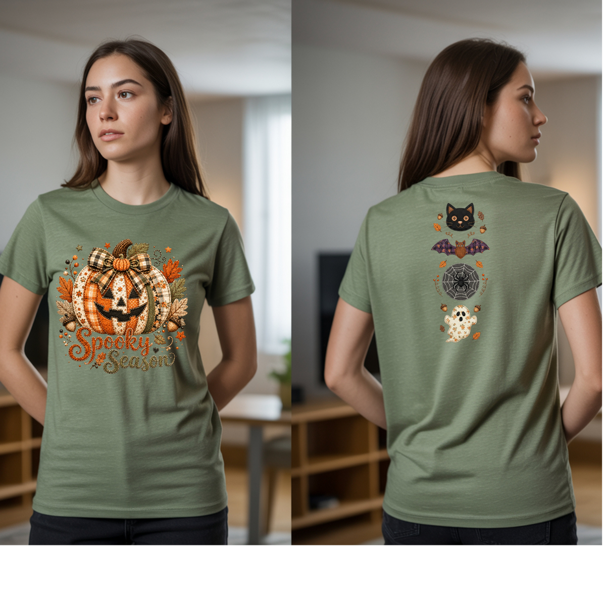 Spooky Season Patchwork T-Shirt TheCraftNook