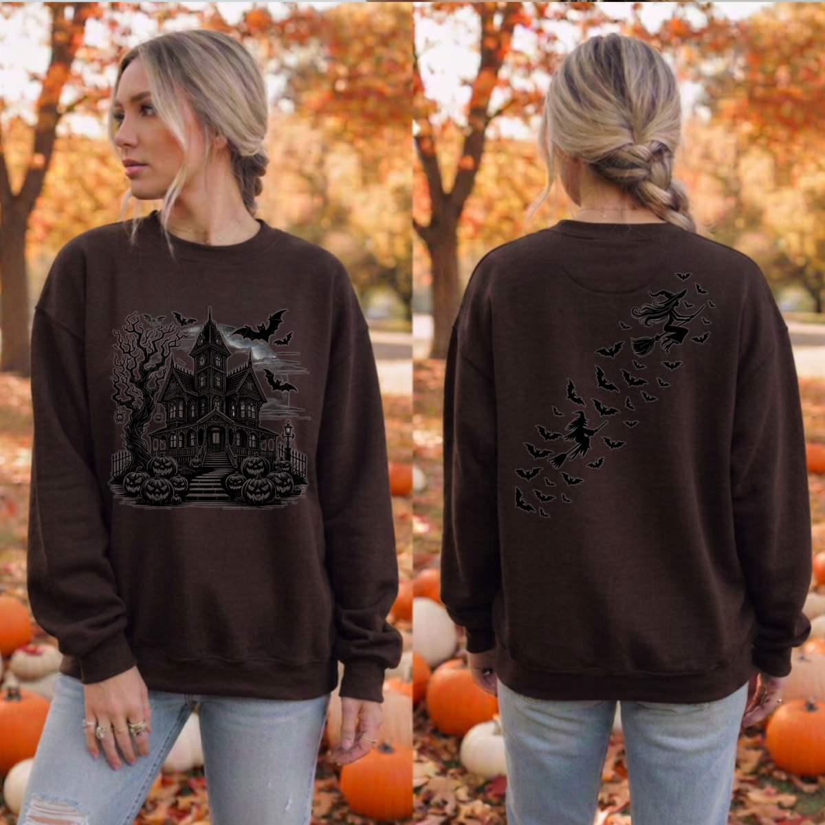 Halloween Sweatshirt | Front & Back Graphic Crewneck TheCraftNook