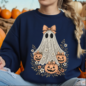Lacey Ghost Halloween Cottagecore Sweatshirt TheCraftNook