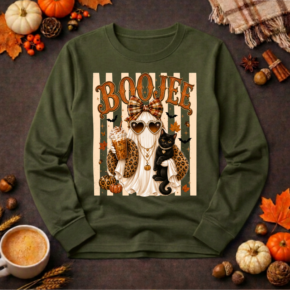 Boojee Ghost Cat Long Sleeve Tee TheCraftNook