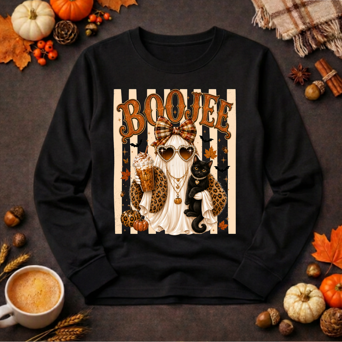 Boojee Ghost Cat Long Sleeve Tee TheCraftNook