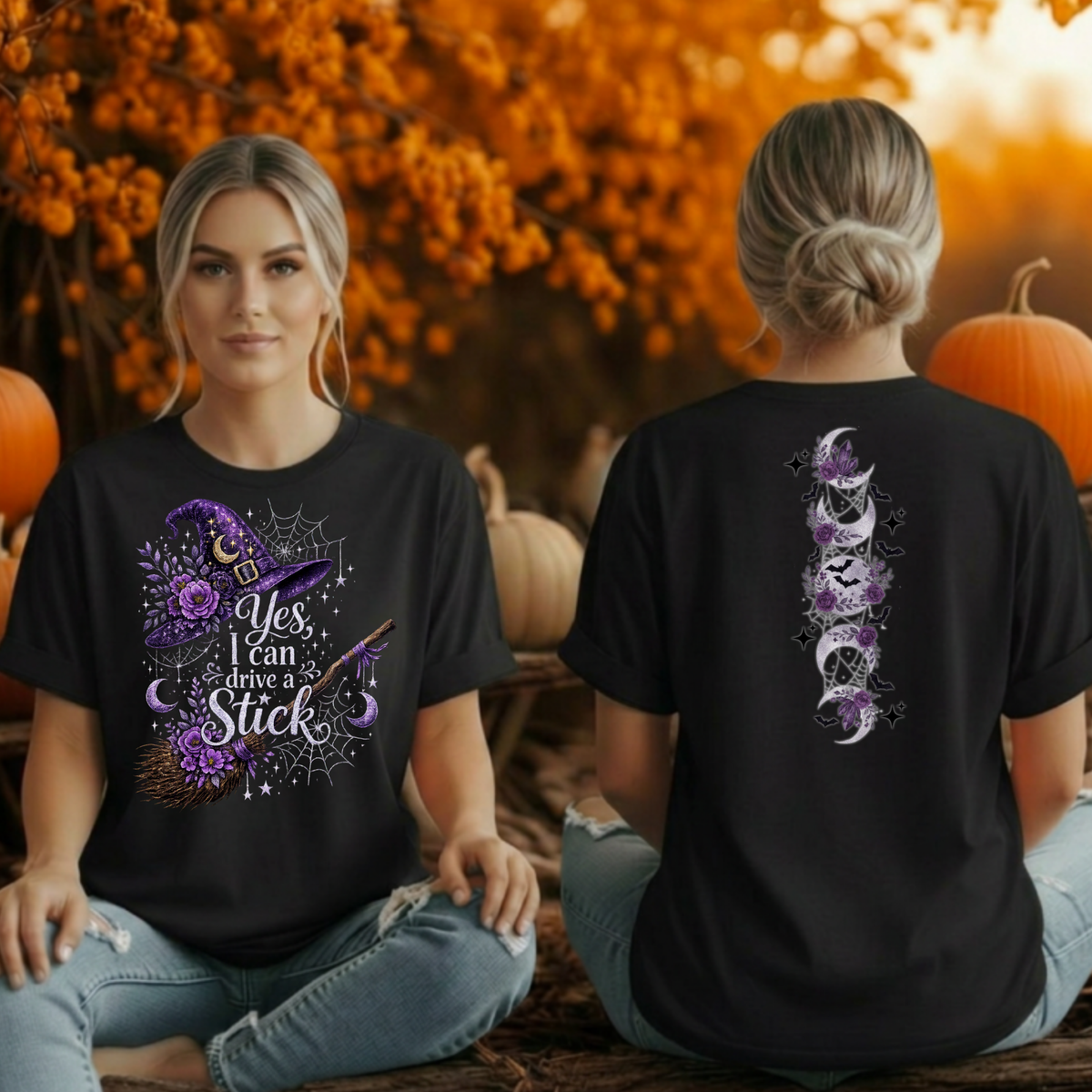 I Can Drive a Stick Halloween T-Shirt | Front & Back Graphic Tee TheCraftNook