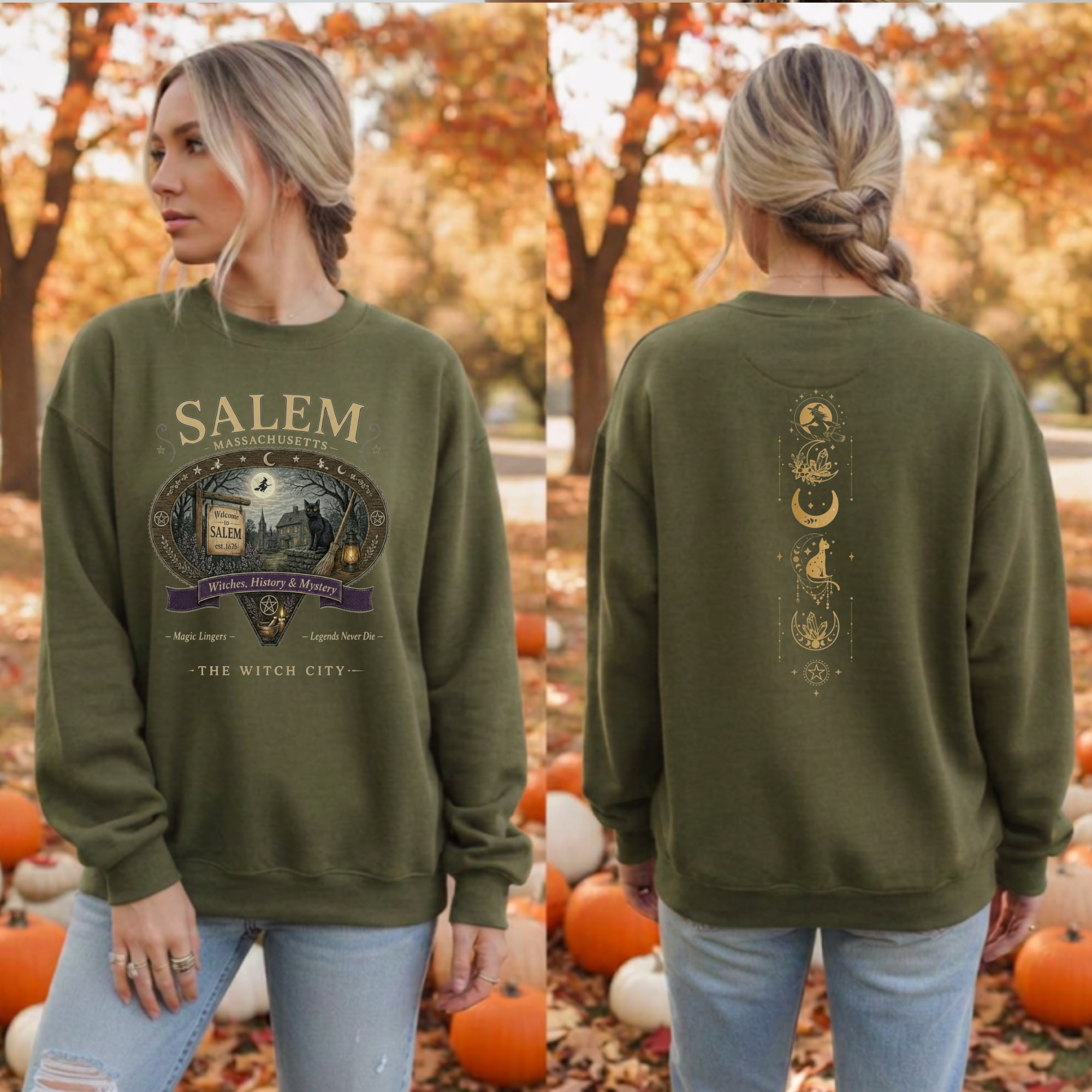 Salem Sweatshirt Front and Back Graphics