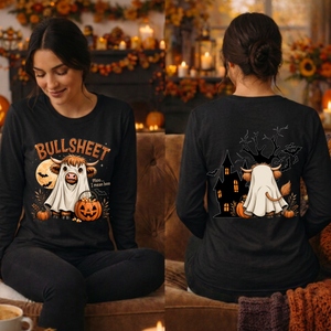 BullSheet Long Sleeve Tee – Front & Back Halloween Graphic TheCraftNook