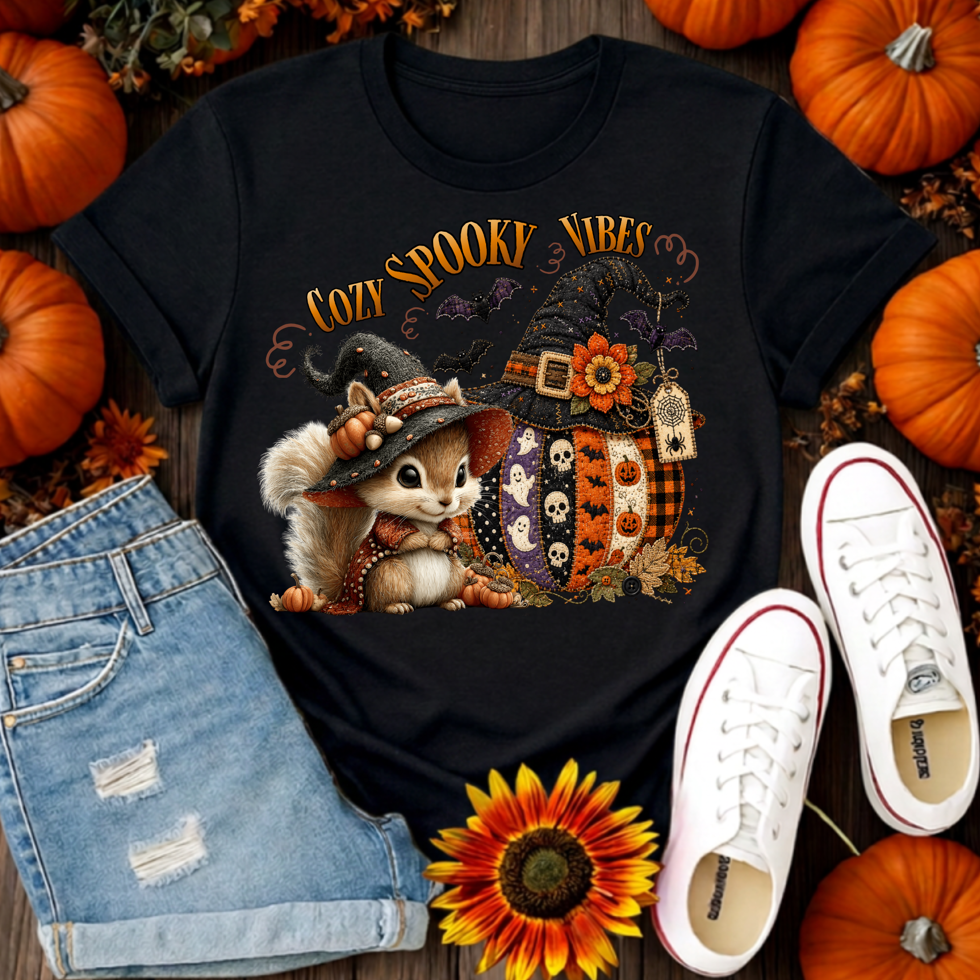 Cozy Spooky Vibes Halloween Graphic Tee