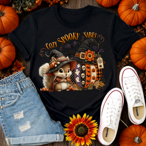 Cozy Spooky Vibes Halloween Graphic T-Shirt TheCraftNook
