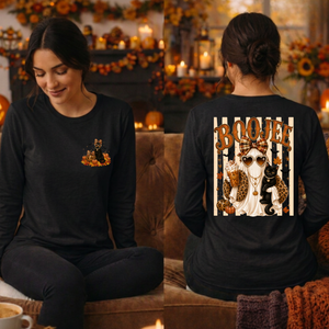 Boojee Ghost Cat Long Sleeve Tee – Pocket & Back Graphics TheCraftNook