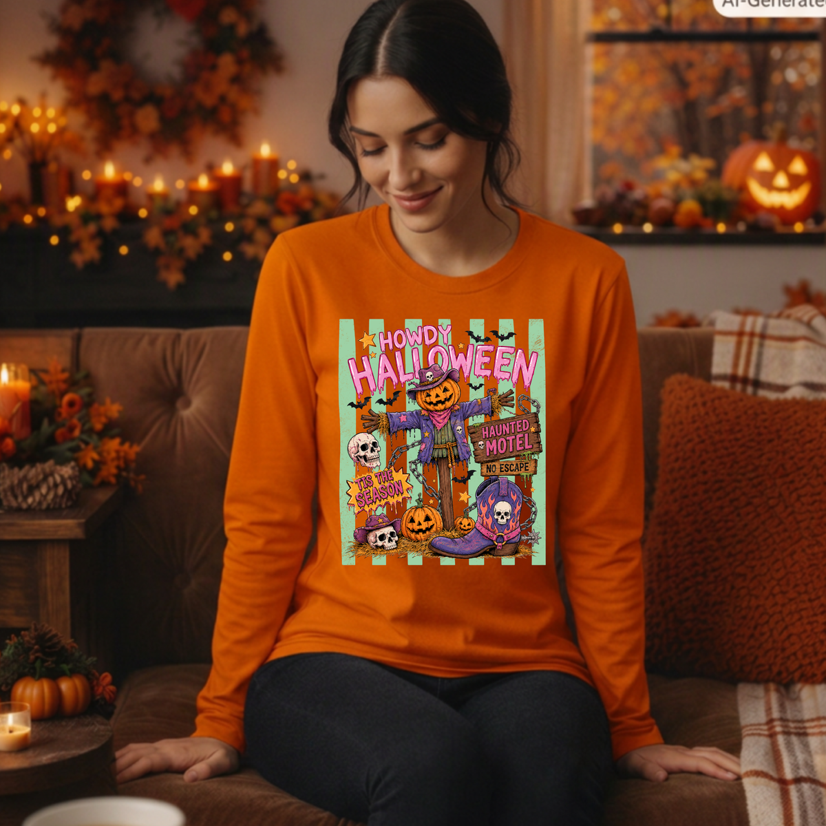 Howdy Halloween Long Sleeve T-Shirt TheCraftNook