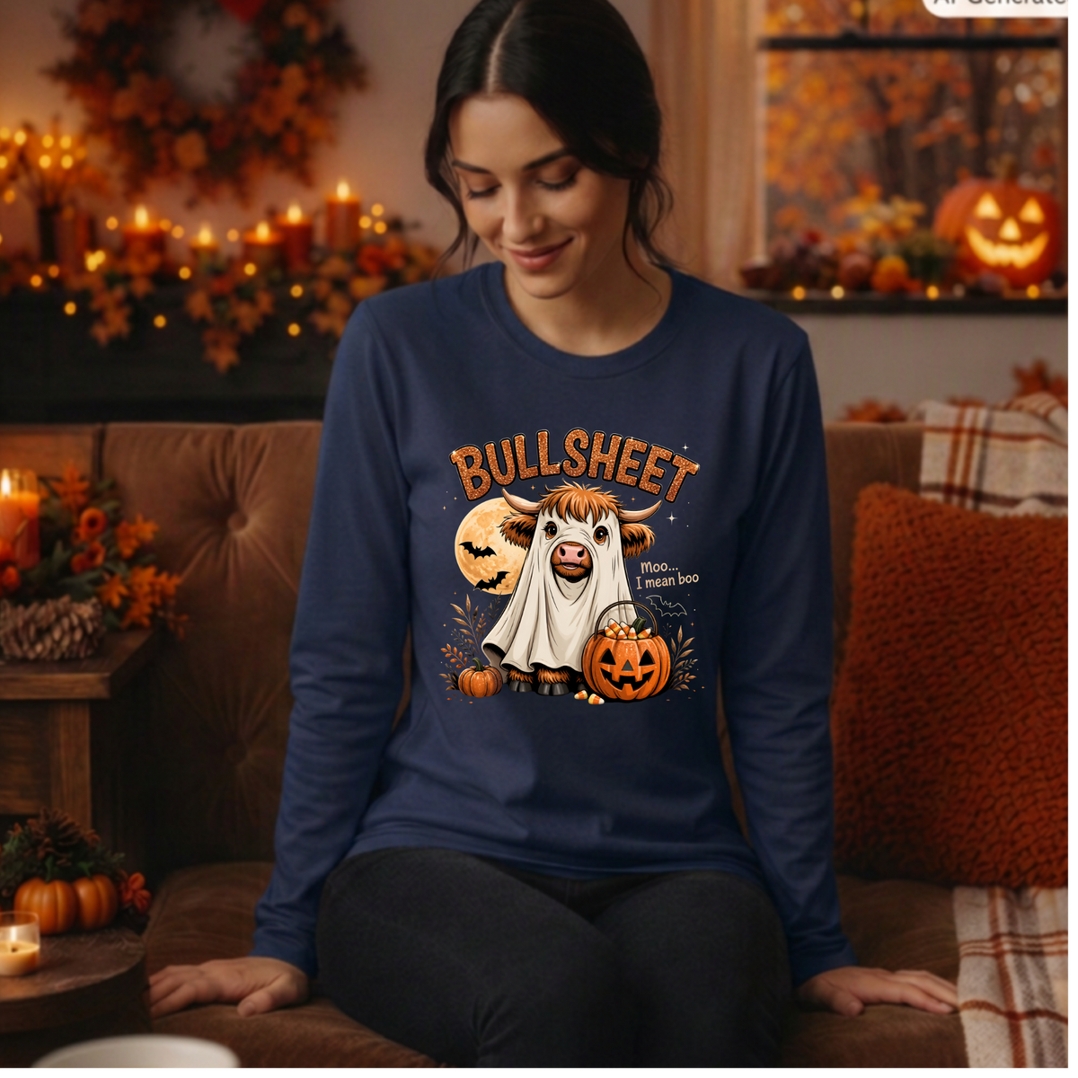 BullSheet Long Sleeve Tee – Halloween Graphic Long-Sleeve T-Shirt TheCraftNook