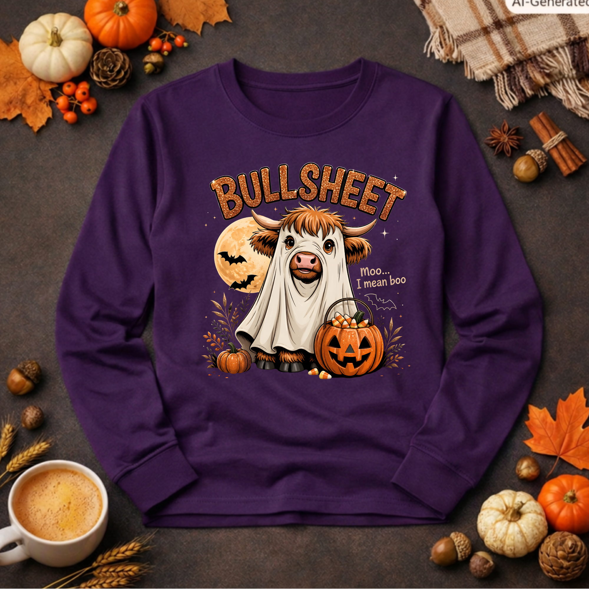 BullSheet Long Sleeve Tee – Halloween Graphic Long-Sleeve T-Shirt
