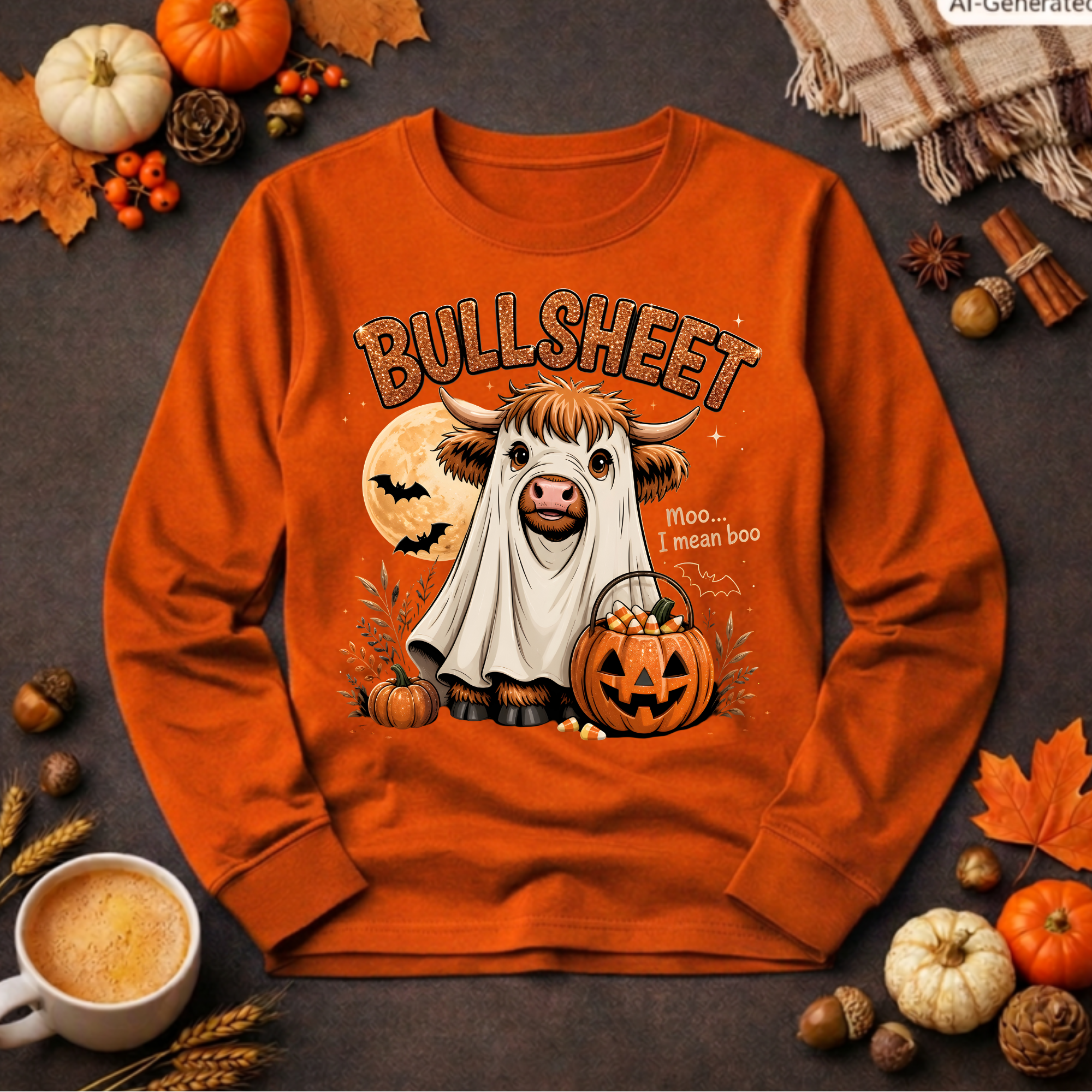 BullSheet Long Sleeve Tee – Halloween Graphic Long-Sleeve T-Shirt