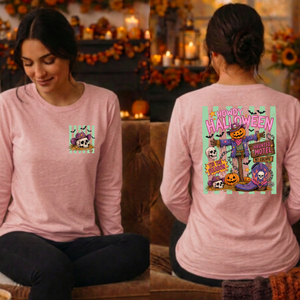 Howdy Halloween Long Sleeve Tee – Pocket & Back Graphic TheCraftNook