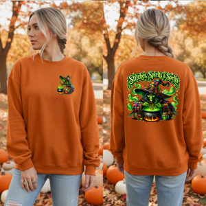 Stitches Spirits & Spells Sweatshirt – Pocket & Back Graphic TheCraftNook