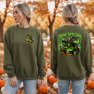 Stitches Spirits & Spells Sweatshirt – Pocket & Back Graphic TheCraftNook