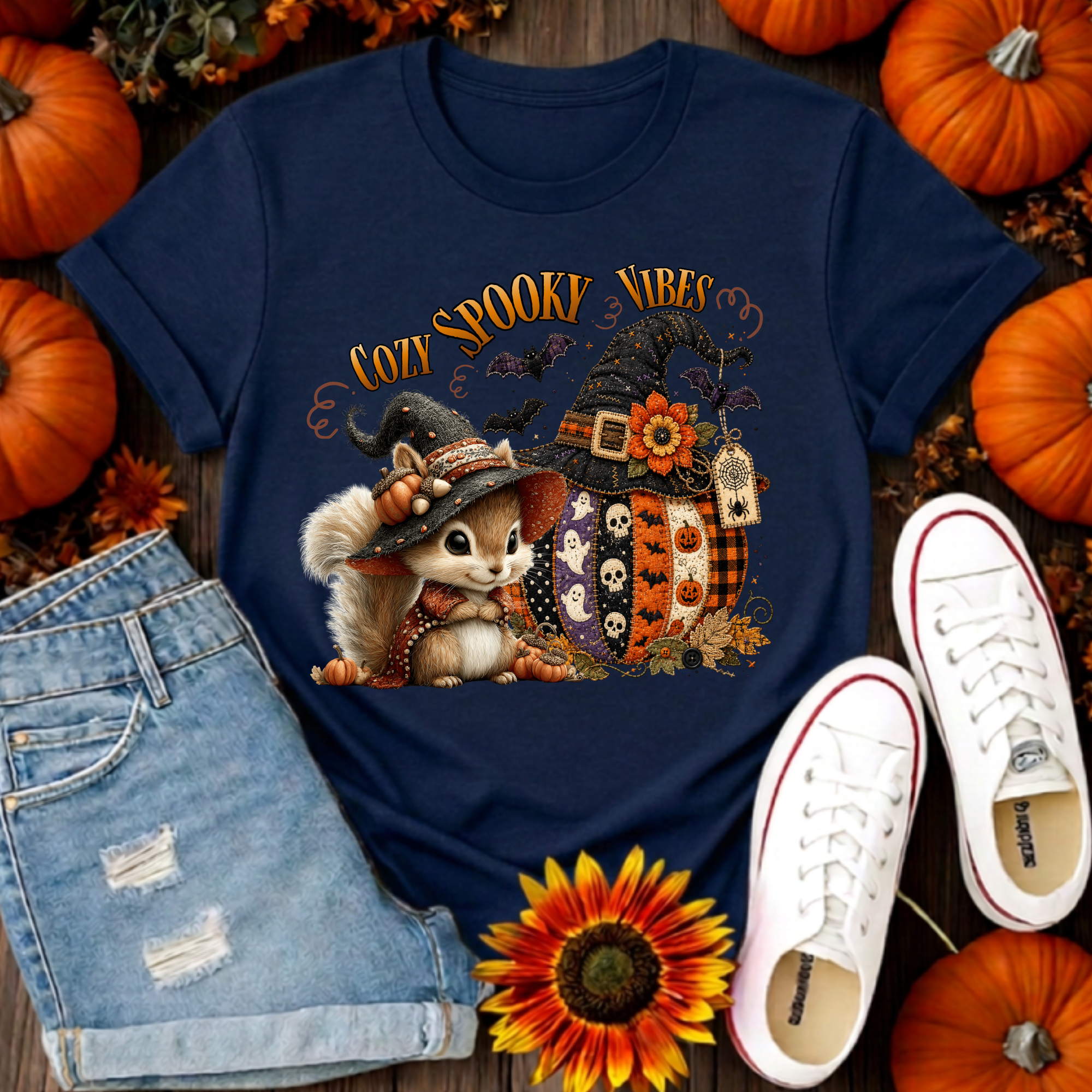 Cozy Spooky Vibes Halloween Graphic Tee